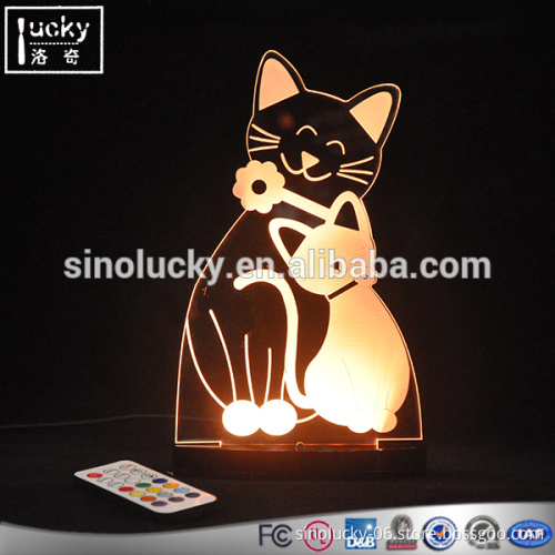 Acryliic cat kitten high clear programmable 3d illusion lamp